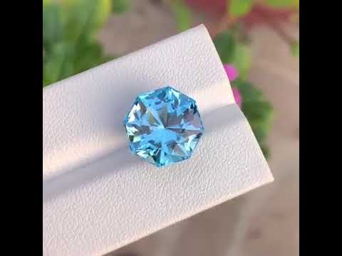 13.1 Carat Swiss Blue Topaz, Natural Beauty, Hexagonal Cut Loose Gemstone