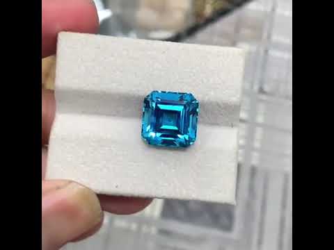 Natural Electric Blue Topaz 12.98 Ct Asscher Cut Loose Gemstone | Brazil Blue Topaz | Loupe Clean Heated Gem for Jewelry