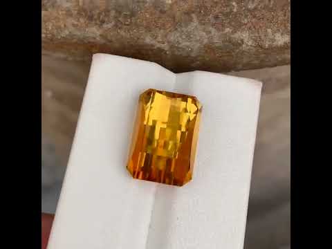 Natural Mandarin Citrine Loose Gemstone | Weight 11.48 Carat | Pixel Cut Untreated  Loose Gemstone