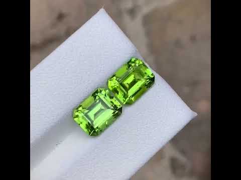 Natural Peridot Pair 7.11 Ct Matching Loose Gemstones | Pakistan Peridot Pair | Untreated Green Gems for Earrings & Jewelry
