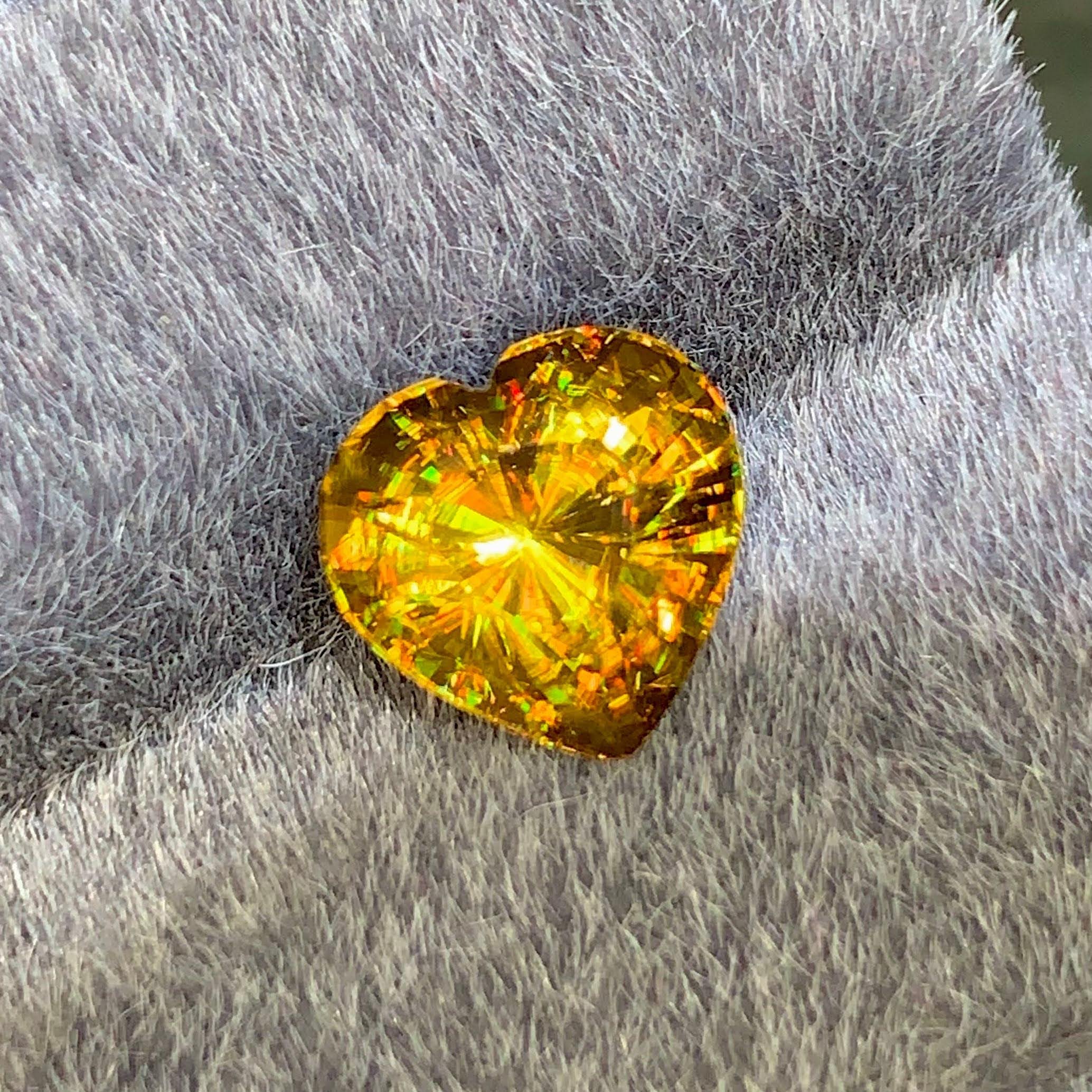 Natural Sphene 3.32 Ct Heart Cut Loose Gemstone | VS Madagascar Titanite | Untreated Rare Collector Jewelry Gem
