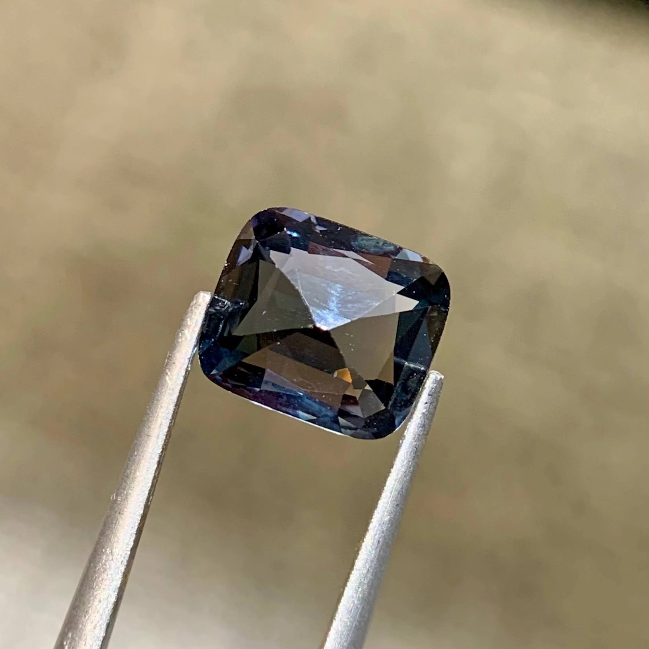 Natural Gray Spinel 2.64 Ct Cushion Cut Loose Gemstone | VS Burma Spinel | Untreated Myanmar Fine Jewelry Collector Gem