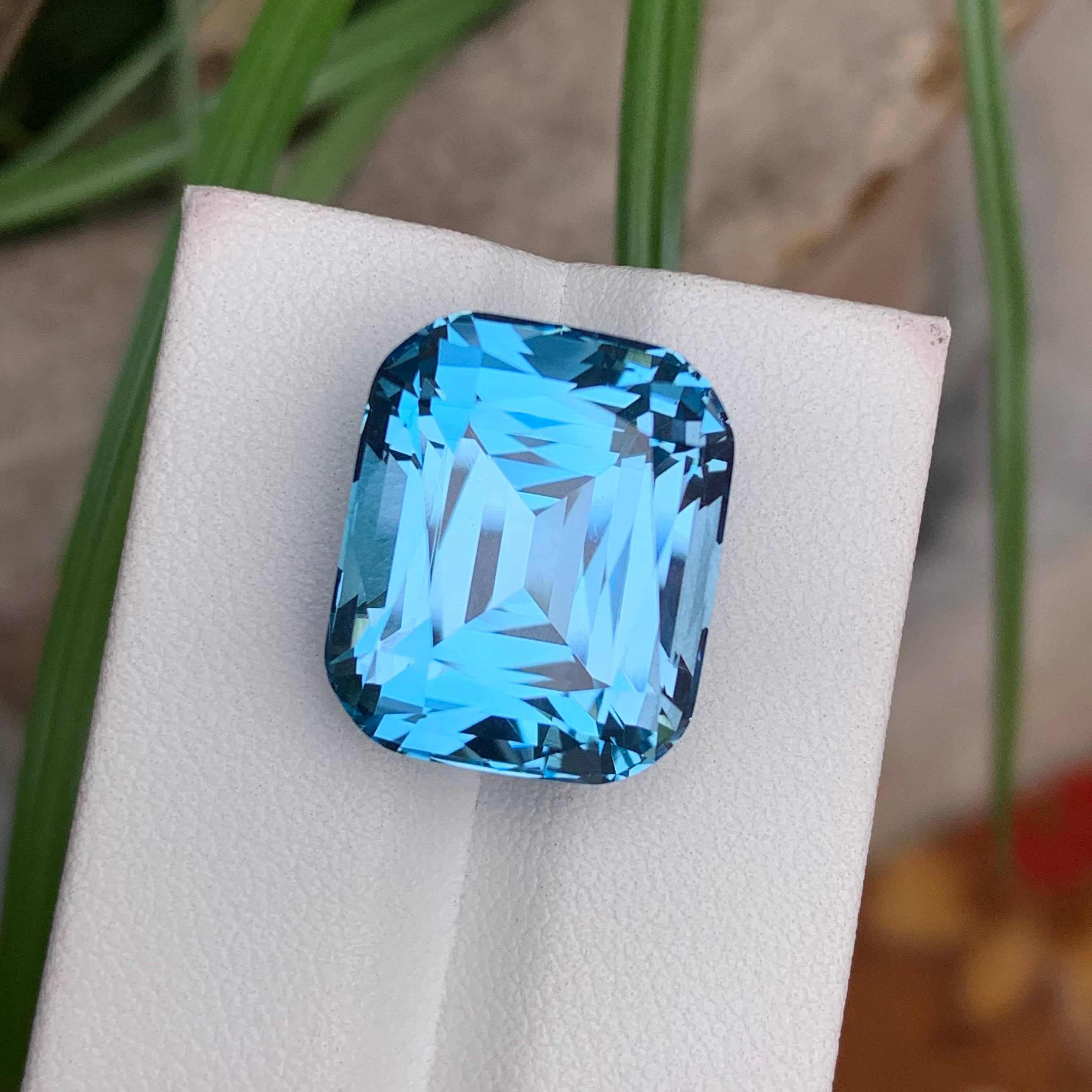 Natural Swiss Blue Topaz 26.77 Ct Loose Gemstone | Loupe Clean Brazil Topaz | Heated Fine Jewelry Statement Gem
