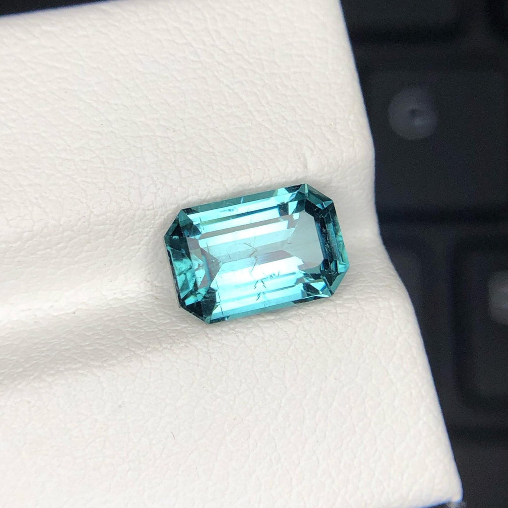 Natural Lagoon Tourmaline, Emerald Cut