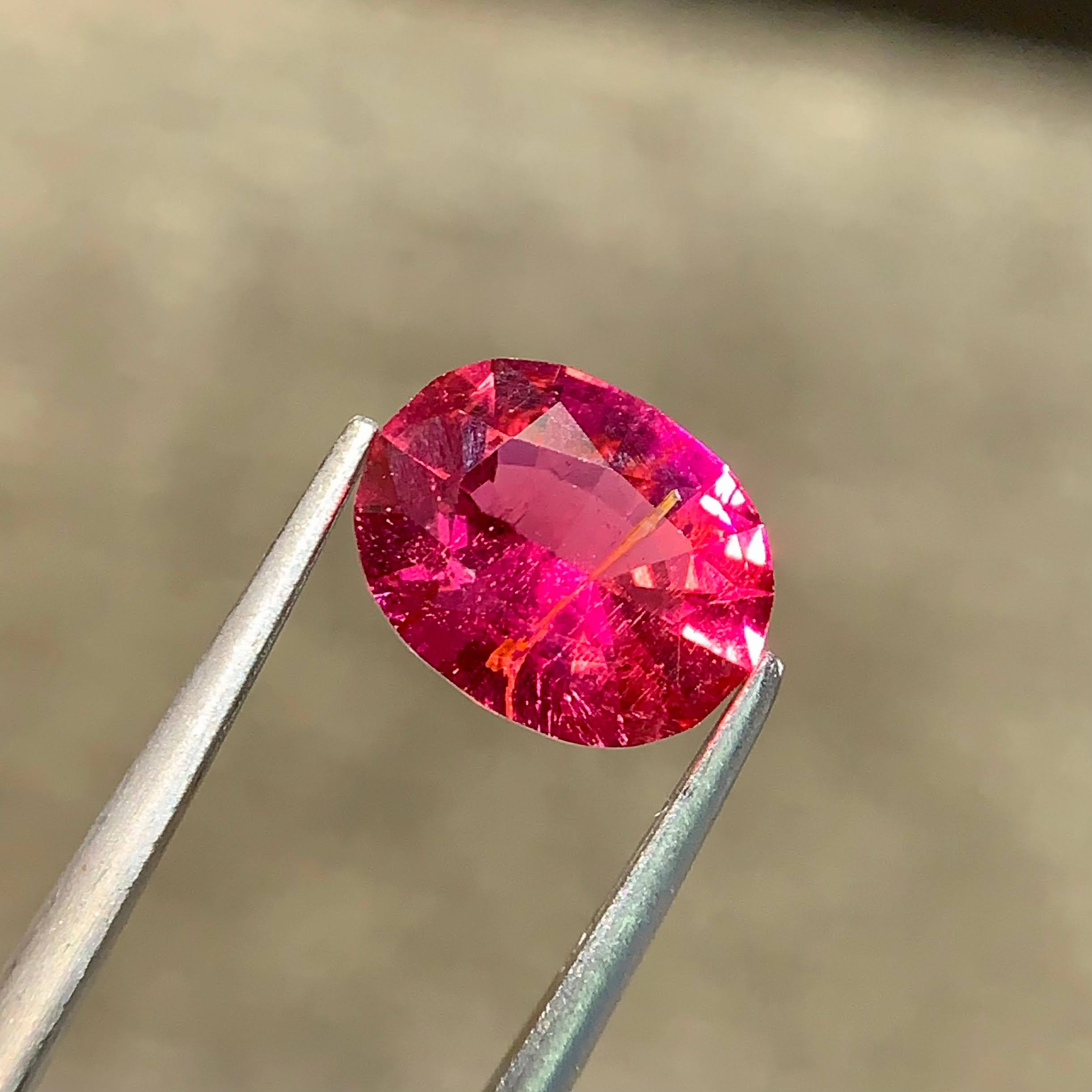 Natural Rubellite Tourmaline 1.57 Ct Oval Faceted Loose Gemstone | Afghanistan Pink Red Tourmaline | Untreated Collector Gem
