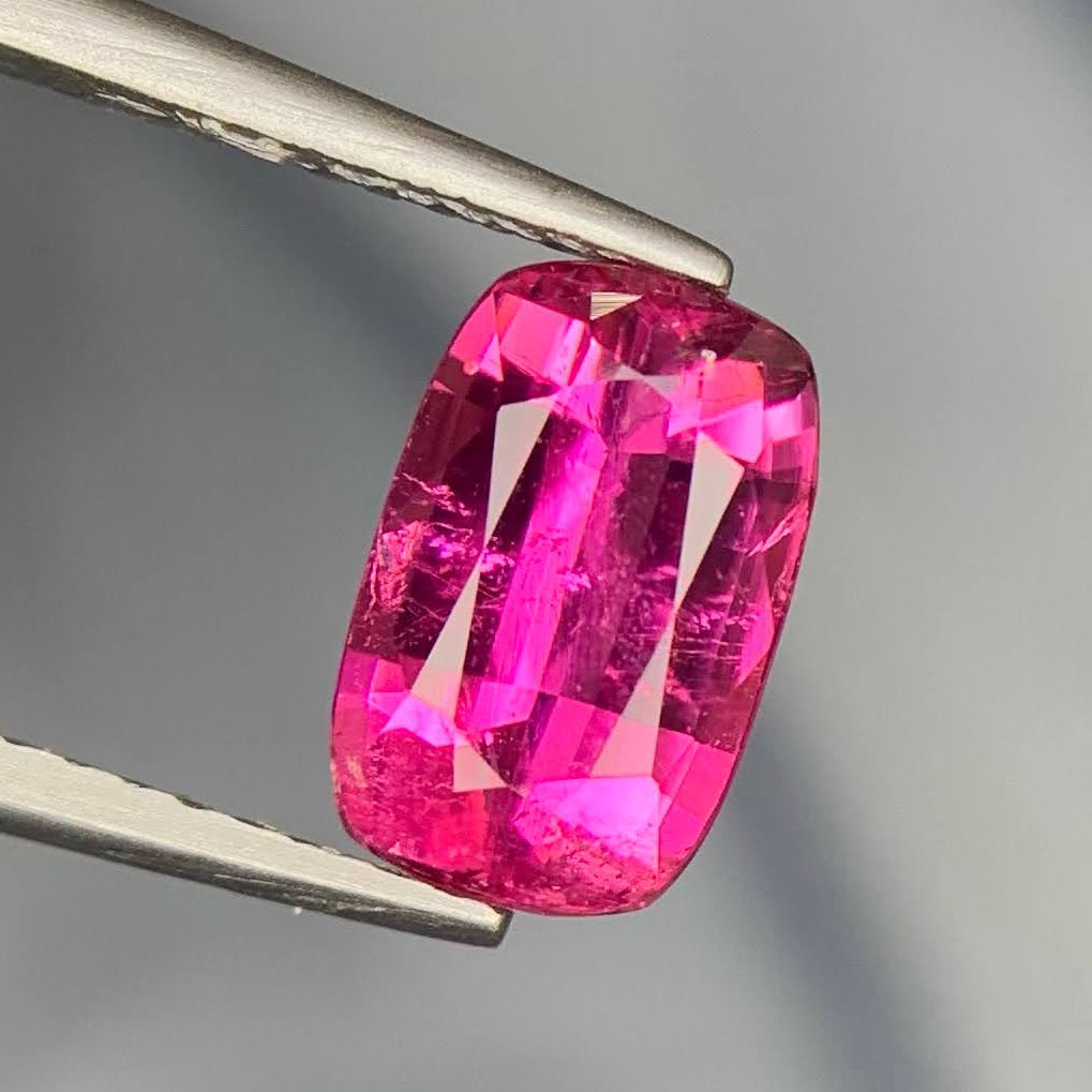 Natural Rubellite Tourmaline 1.55 Ct Cushion Cut Loose Gemstone | Afghanistan Rubellite | Untreated Pink Red Tourmaline Gem