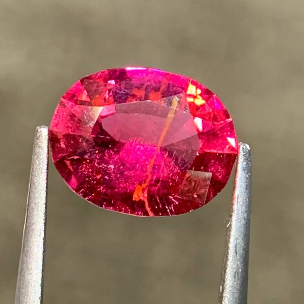 Natural Rubellite Tourmaline 1.57 Ct Oval Faceted Loose Gemstone | Afghanistan Pink Red Tourmaline | Untreated Collector Gem
