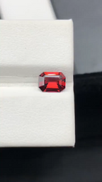 Lava Red Garnet Gemstone For Ring, Faceted Emerald Cut