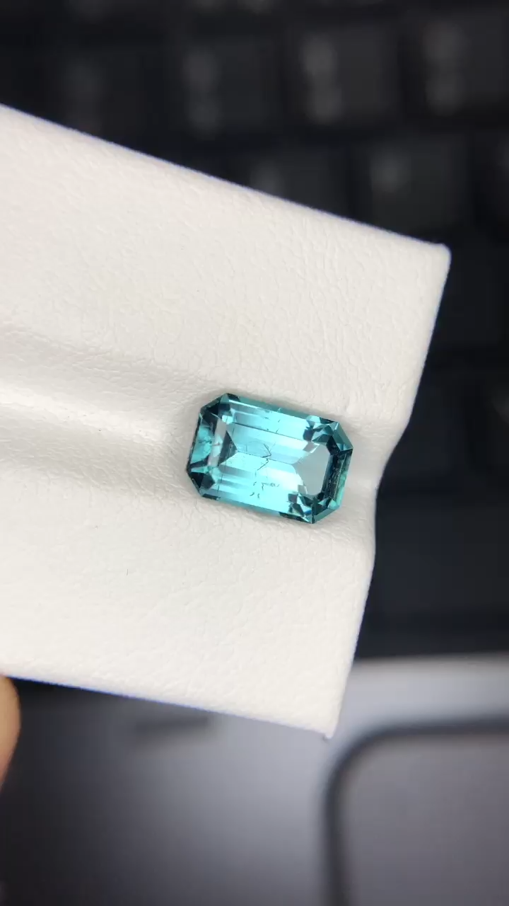 Natural Lagoon Tourmaline, Emerald Cut